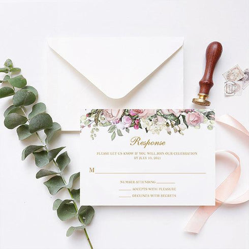 greenery pink blush floral acrylic Quinceañera Invitation CWIA125